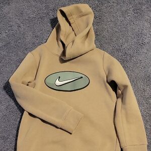 Nike Tan Hoodie with Green Logo